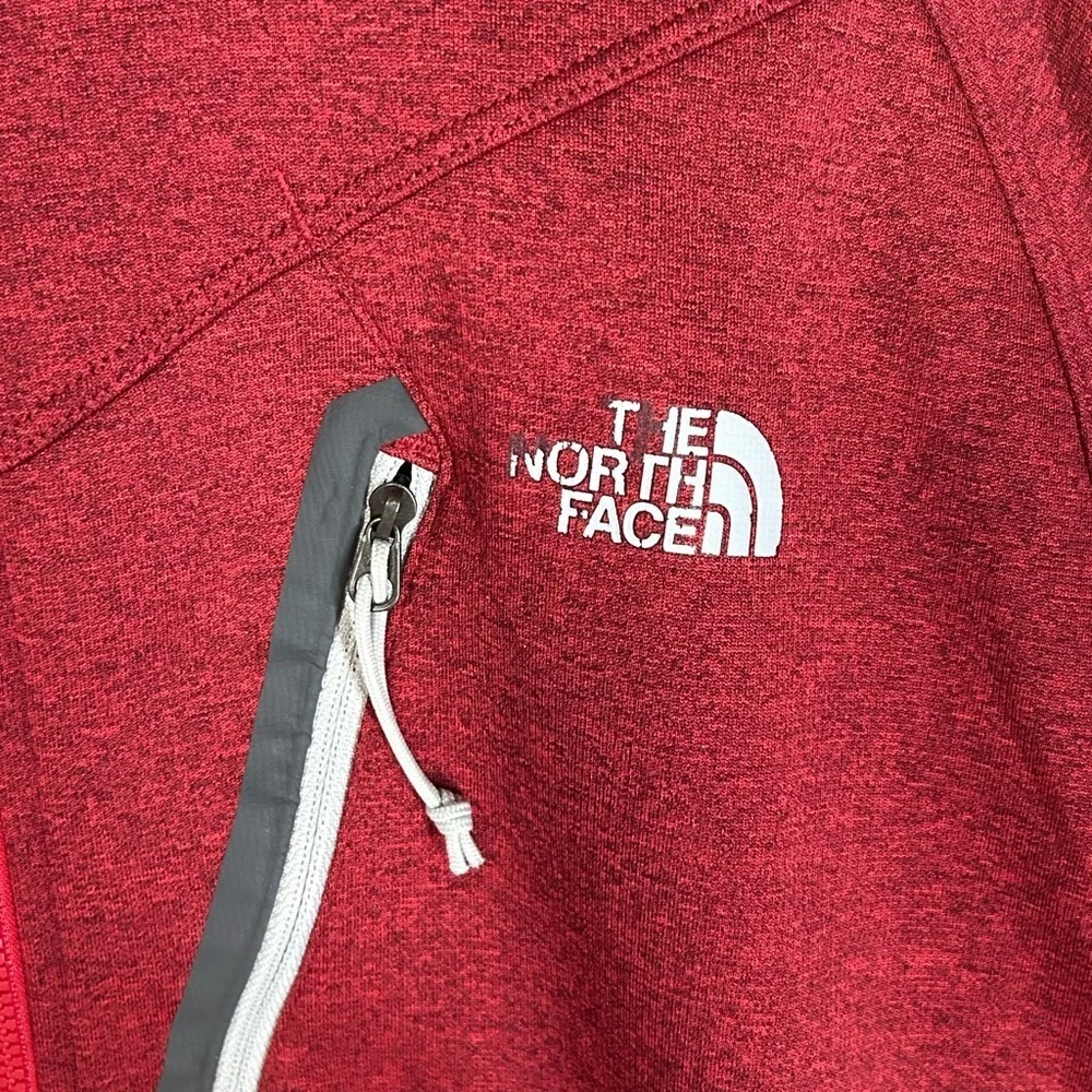 North Face Mens Red 100% Polyester Long Sleeve Zip Up Jacket Hoodie Size M